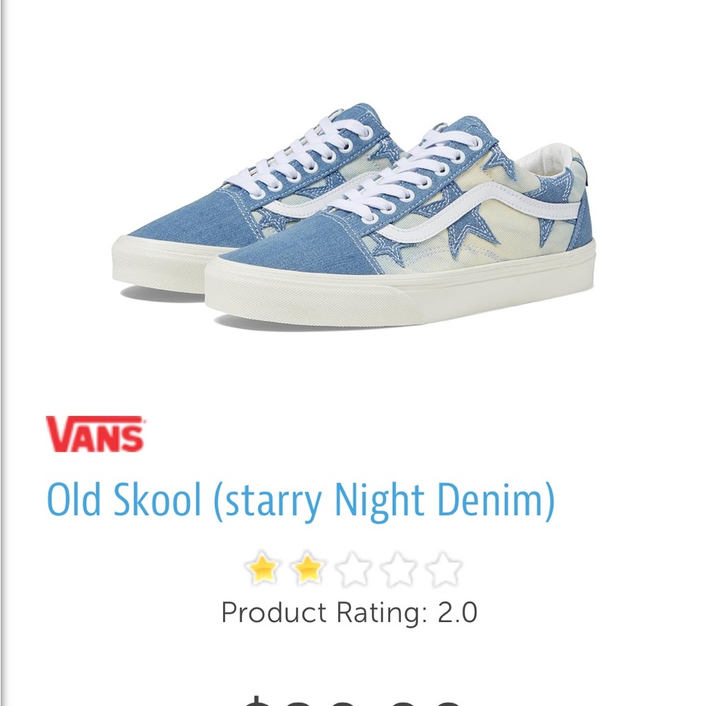 Vans Old Skool Starry Night Denim Kids Sneakers - Blue and White